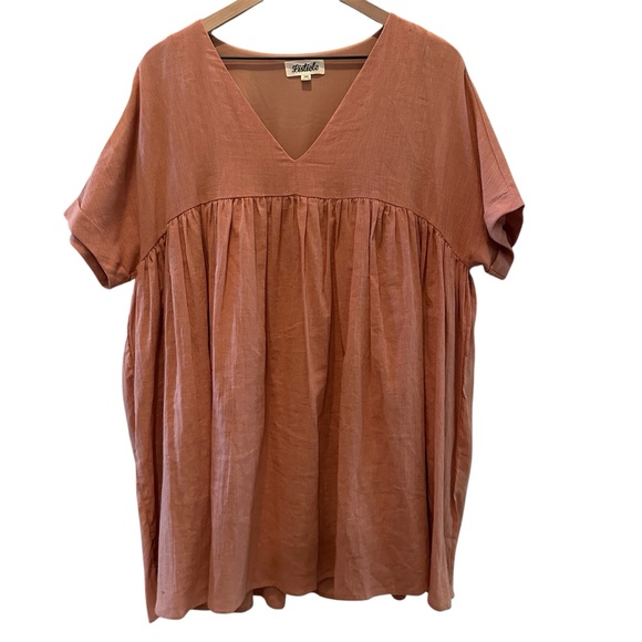 Listicle Dress Pink Mini Short Sleeve V Neck Baby Doll Fit Flare‎ Tunic Casual - Picture 1 of 4